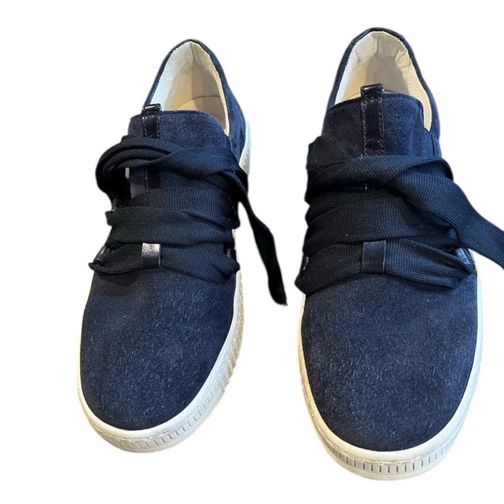 Gabor Navy Blue Suede Sneakers‎ with “Ribbon” Style Laces. Made in Slovakia.